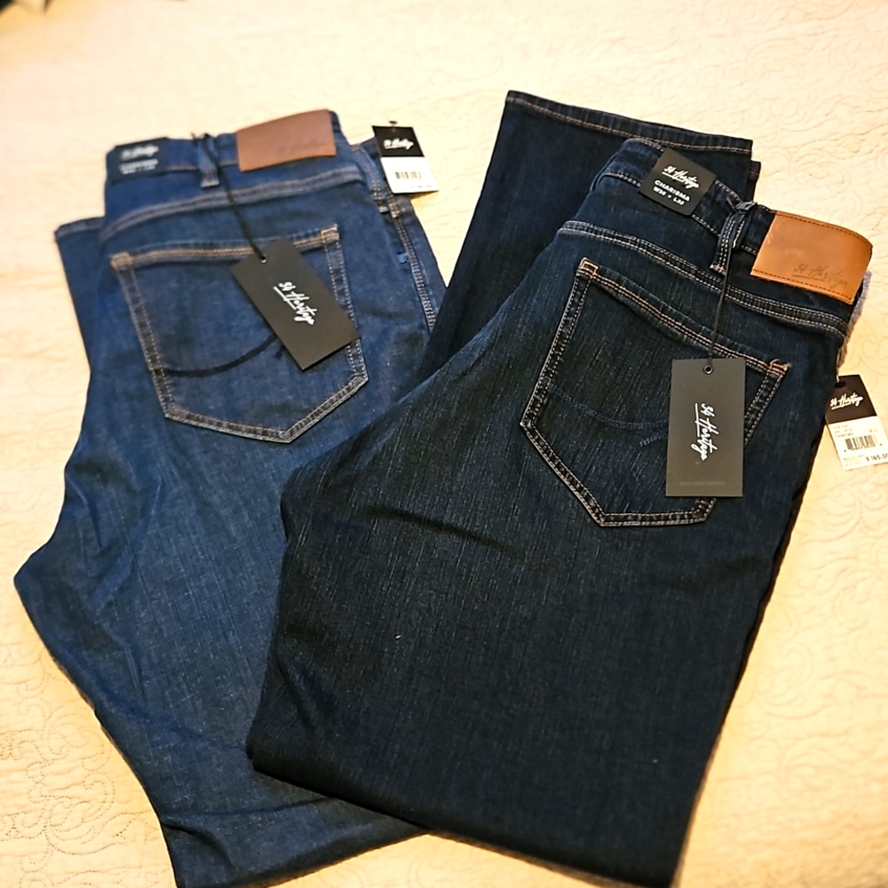 Men's 38/32 NWT 34 HERTIAGE jeans, 'Charisma' dark comfort & dark cashmere